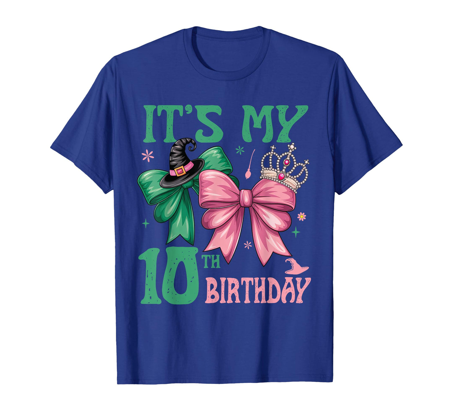 Birthday Girl It's My 10th Birthday Witch Pink And Green T-Shirt