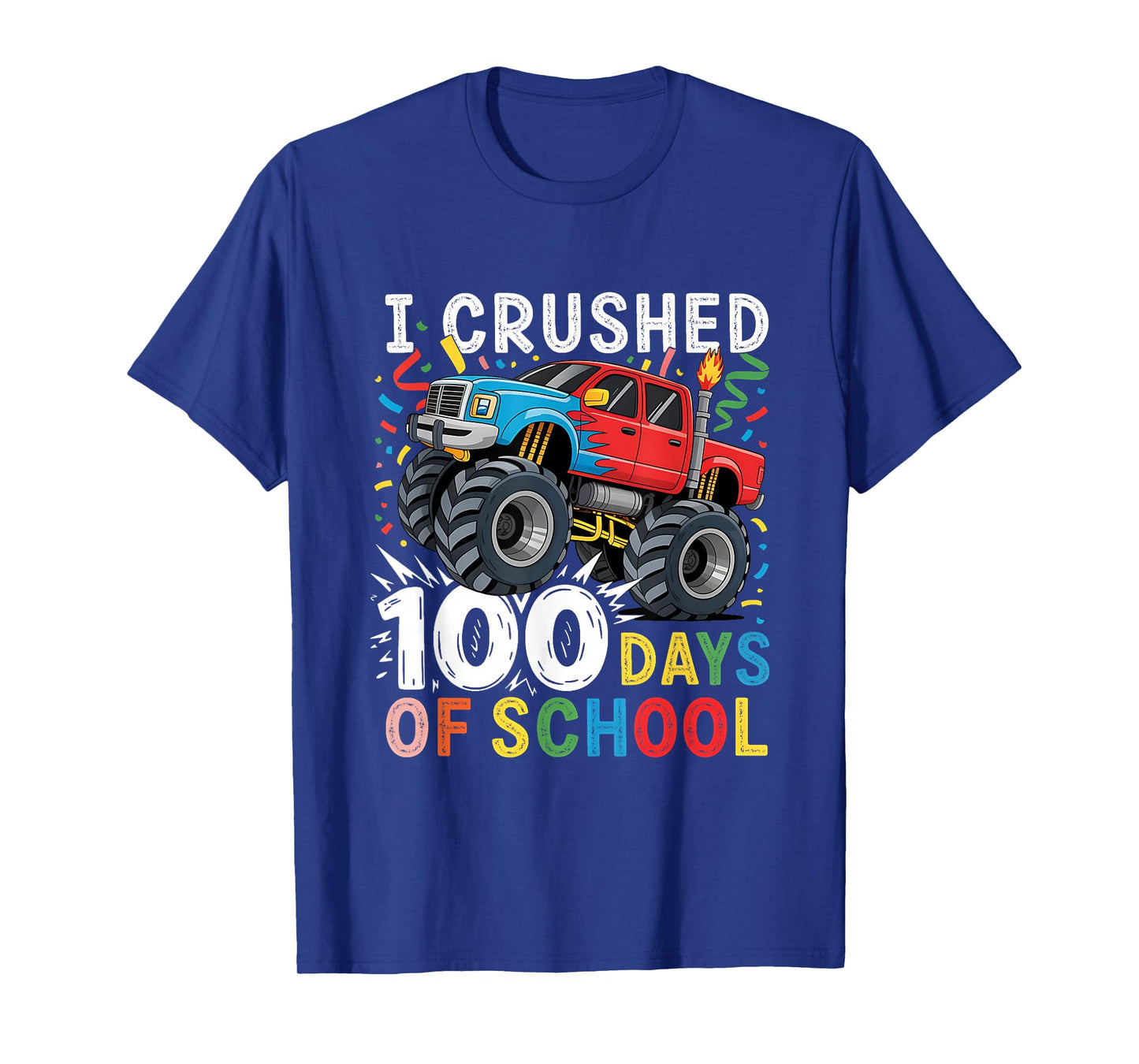 100 Days of School Boys Monster Truck 100th Day of School T-Shirt