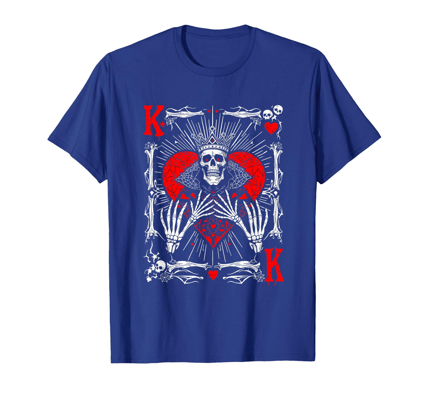 Creepy Skeleton King of Hearts Halloween Playing Card Fun T-Shirt