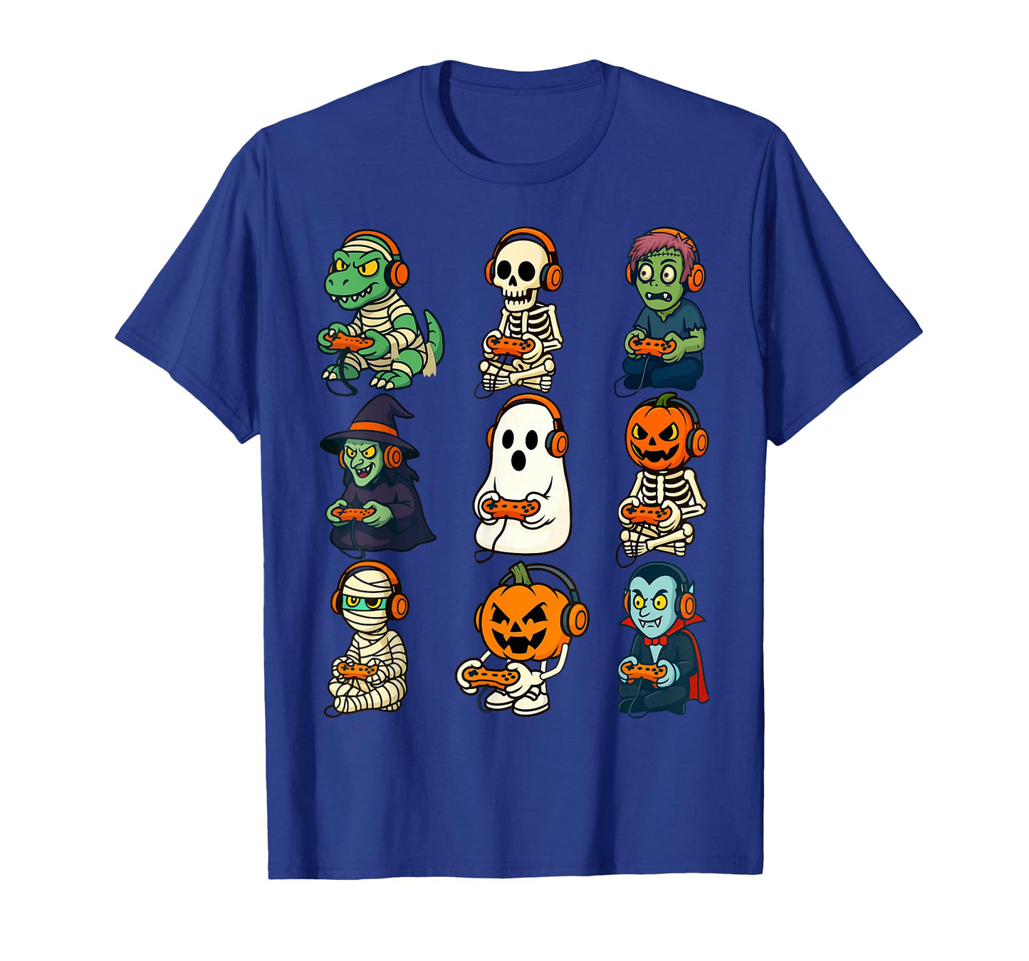 Halloween Boys Kids Gamer Dinosaur Skeleton Ghost Pumpkin T-Shirt