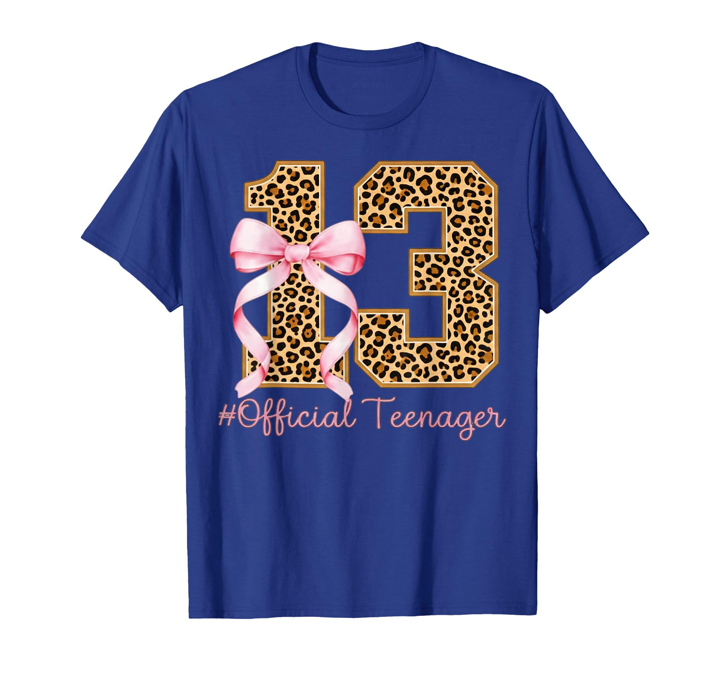 13th Birthday Girl Pink Coquette Bow Leopard 13 Year Old T-Shirt