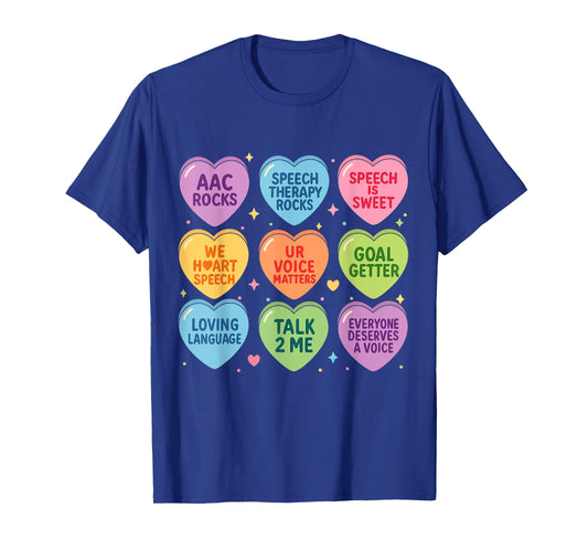 Speech Therapy Language Pathologist Autism Hearts Valentines T-Shirt