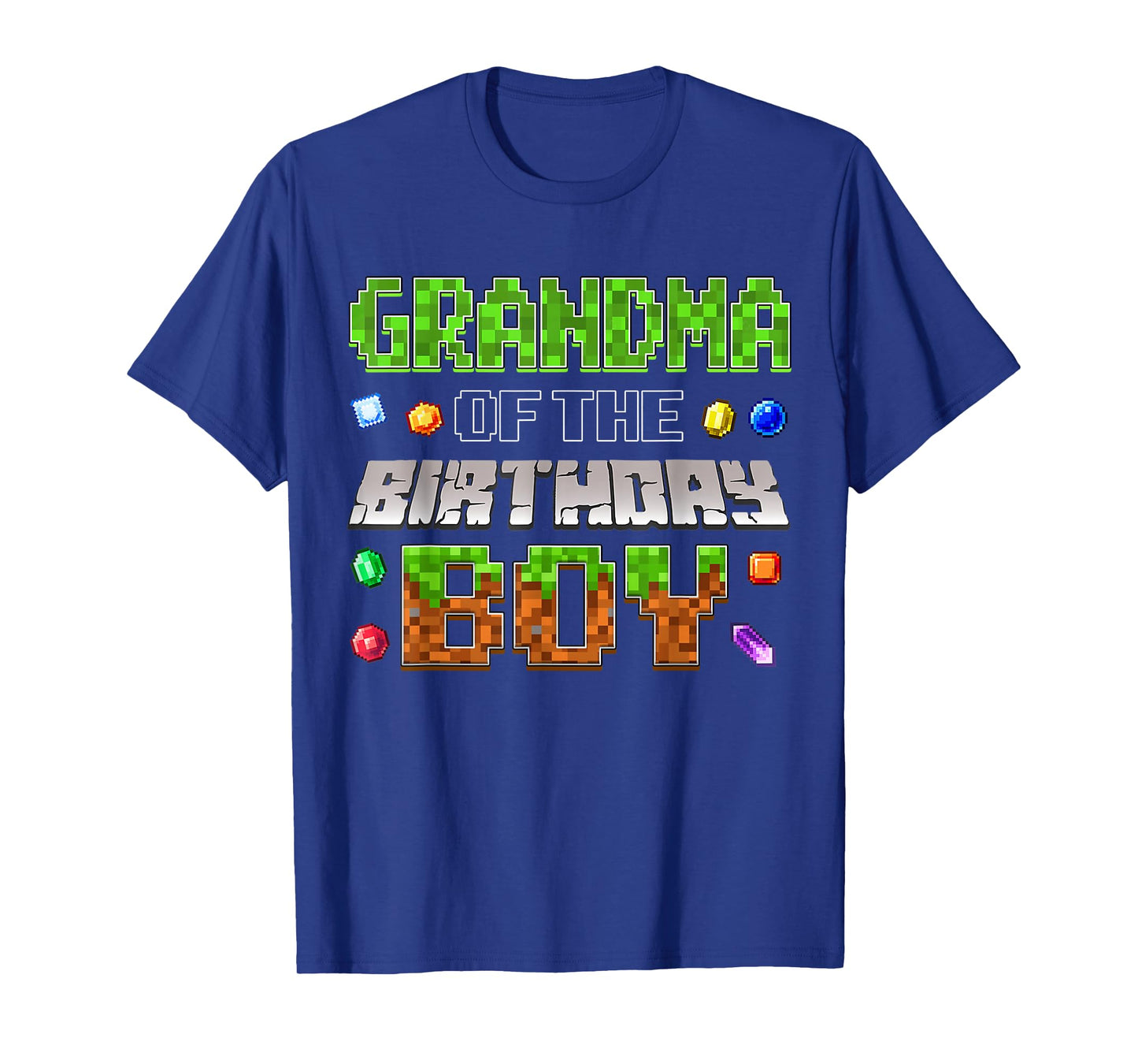 Grandma Of The Birthday Boy Game Pixel Number Birthday Party T-Shirt