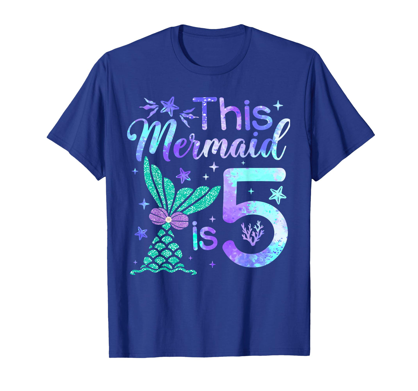 This Mermaid Is 5 Year Old Girls Kids 5th Birthday Mermaid T-Shirt