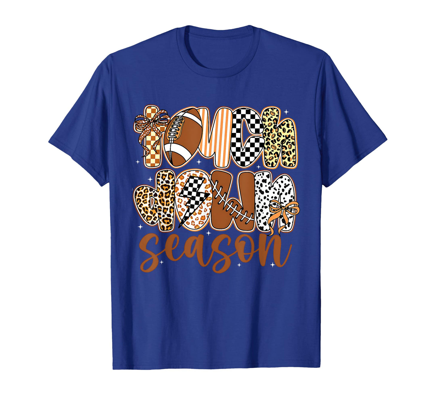 Touchdown Season Football Coquette Bow Checkered Fall Autumn T-Shirt