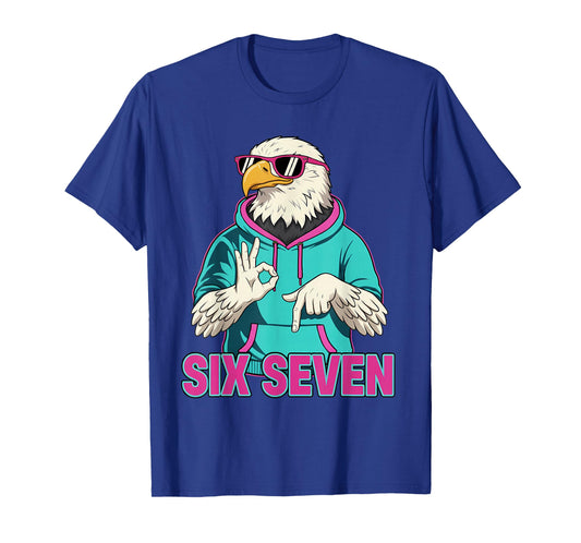 Six Seven Meme Cute Bald Eagle 67 Funny Gen Z Apha Slang T-Shirt