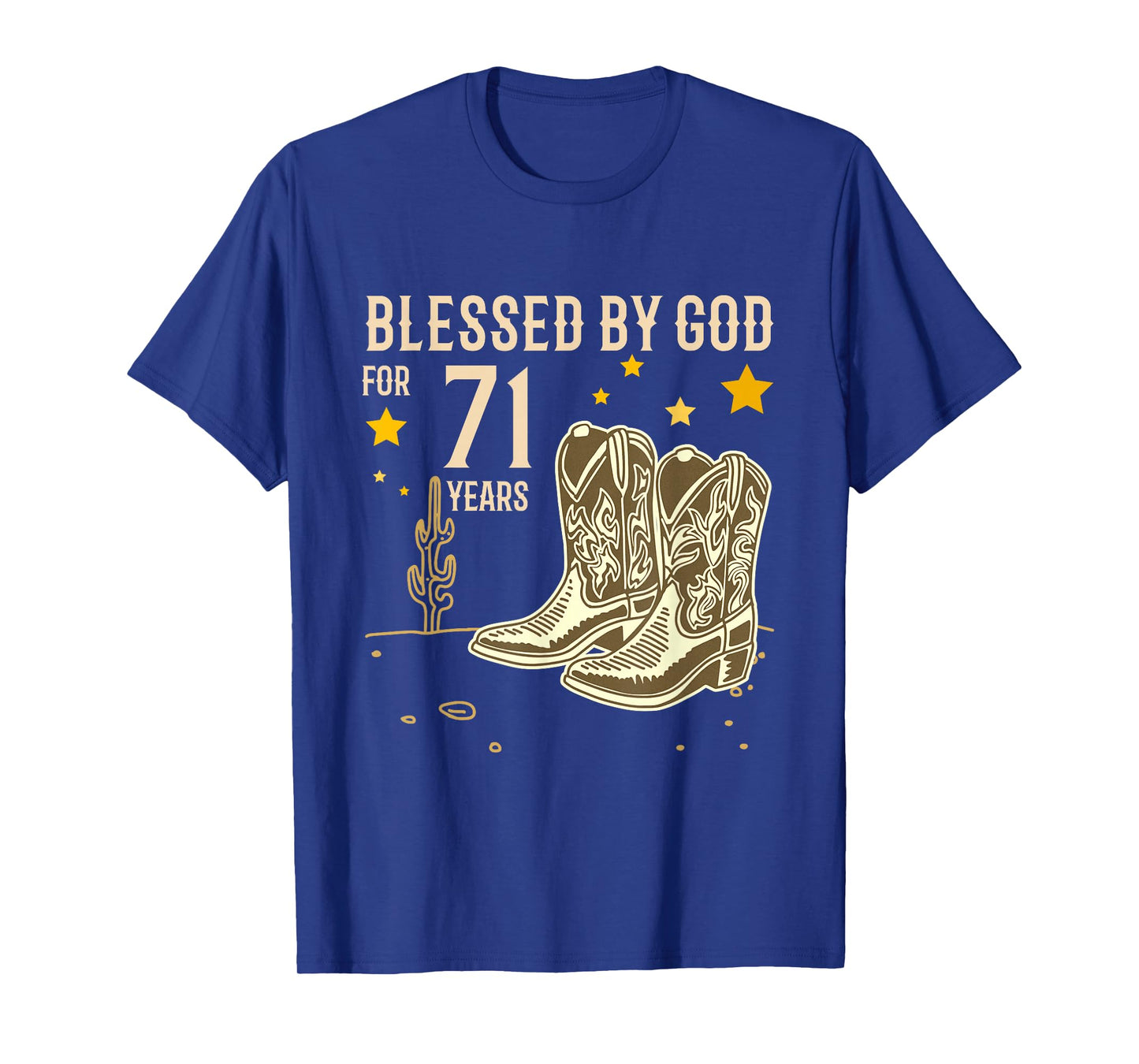 Vintage Blessed by God for 71 Years Cowboy 71st Birthday Men T-Shirt