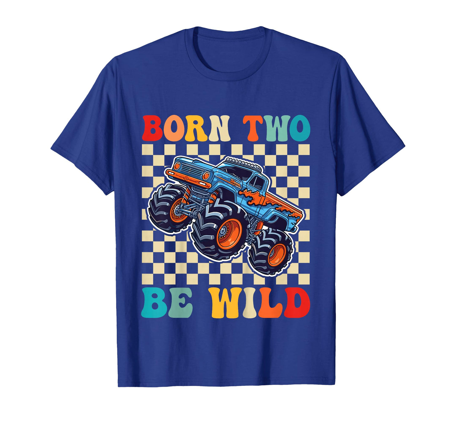 2nd Birthday Monster Truck Born Two Be Wild 2 Year Old Boys T-Shirt