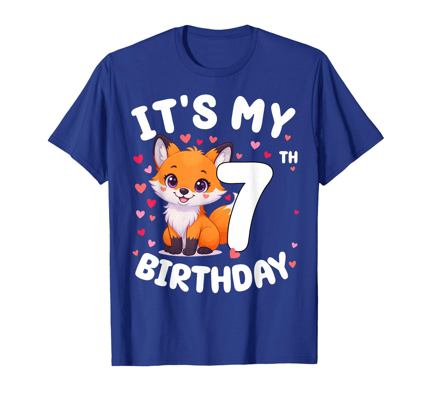 Fox Animal Lovers 7th Birthday Girl Fox B-Day 7 Years Old T-Shirt
