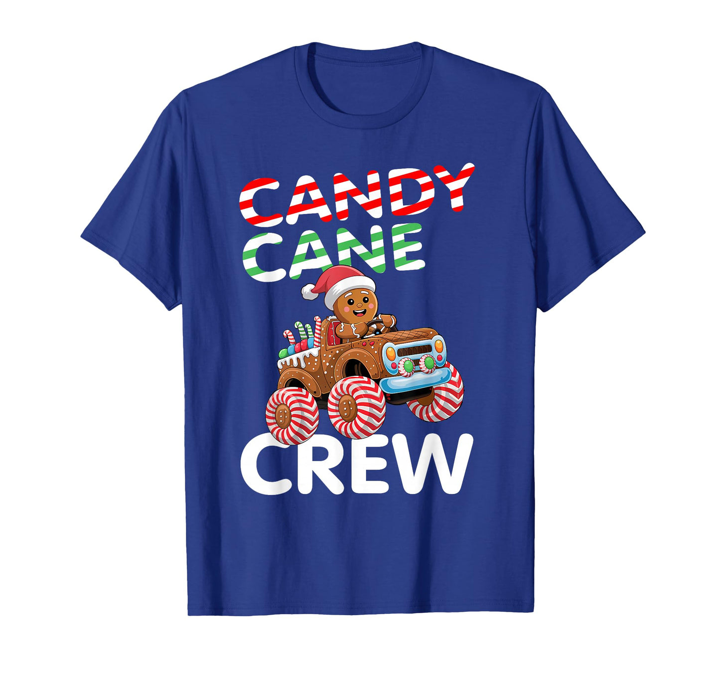 Christmas Candy Cane Crew Gingerbread Monster Truck Pajama T-Shirt