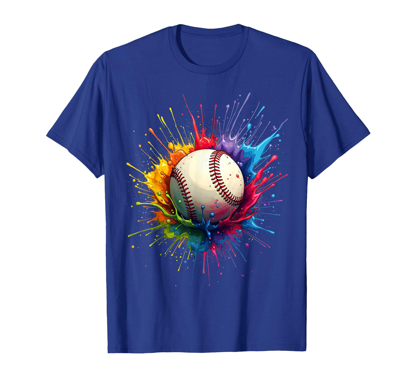 Baseball Player Color Art Colorful Tie Dye Paint Splatter T-Shirt