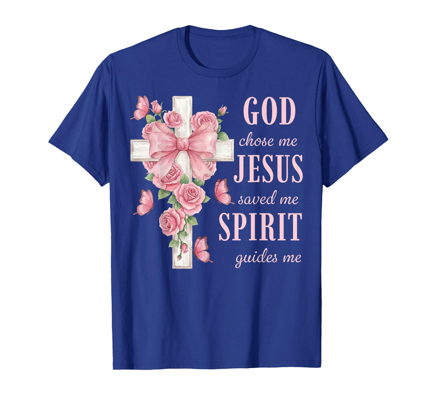 Christian Faith God Chose Me Jesus Saved Me Rose Cross T-Shirt