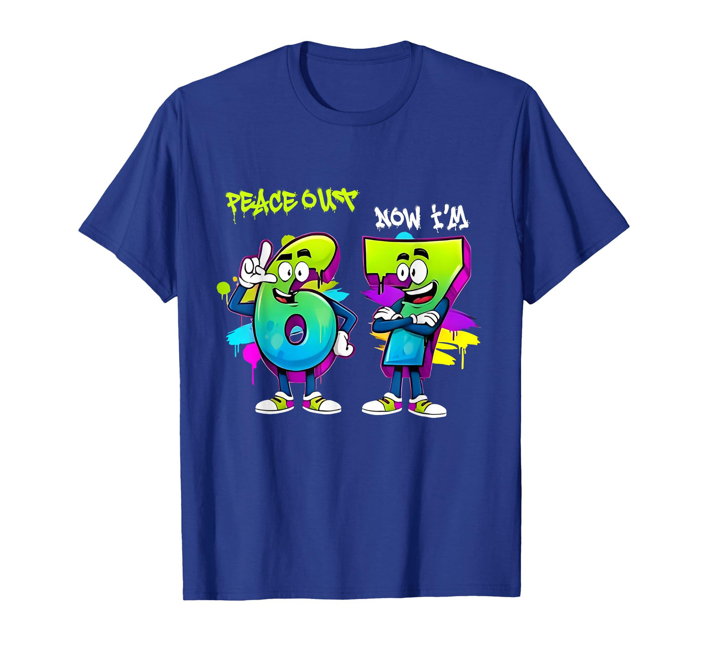 Peace 6 Out Now I'm 7 7th Birthday Brainrot 67 Graffiti Meme T-Shirt