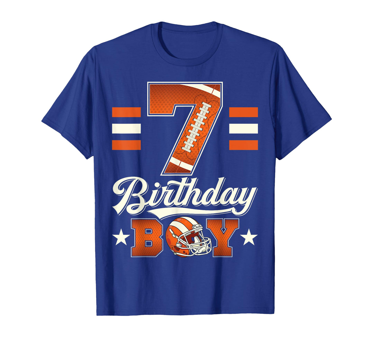 Seven 7th Birthday Boy Football 7 Year Old Sports Party T-Shirt
