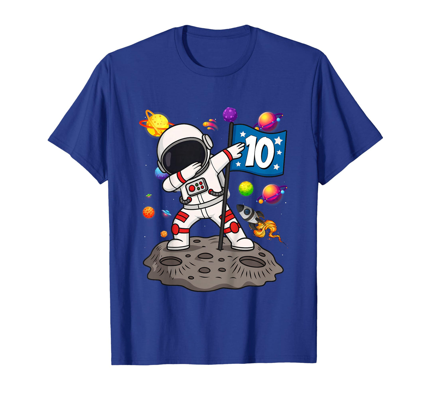 Ten 10th Boys Girls Astronaut Space Birthday 10 Years Old T-Shirt