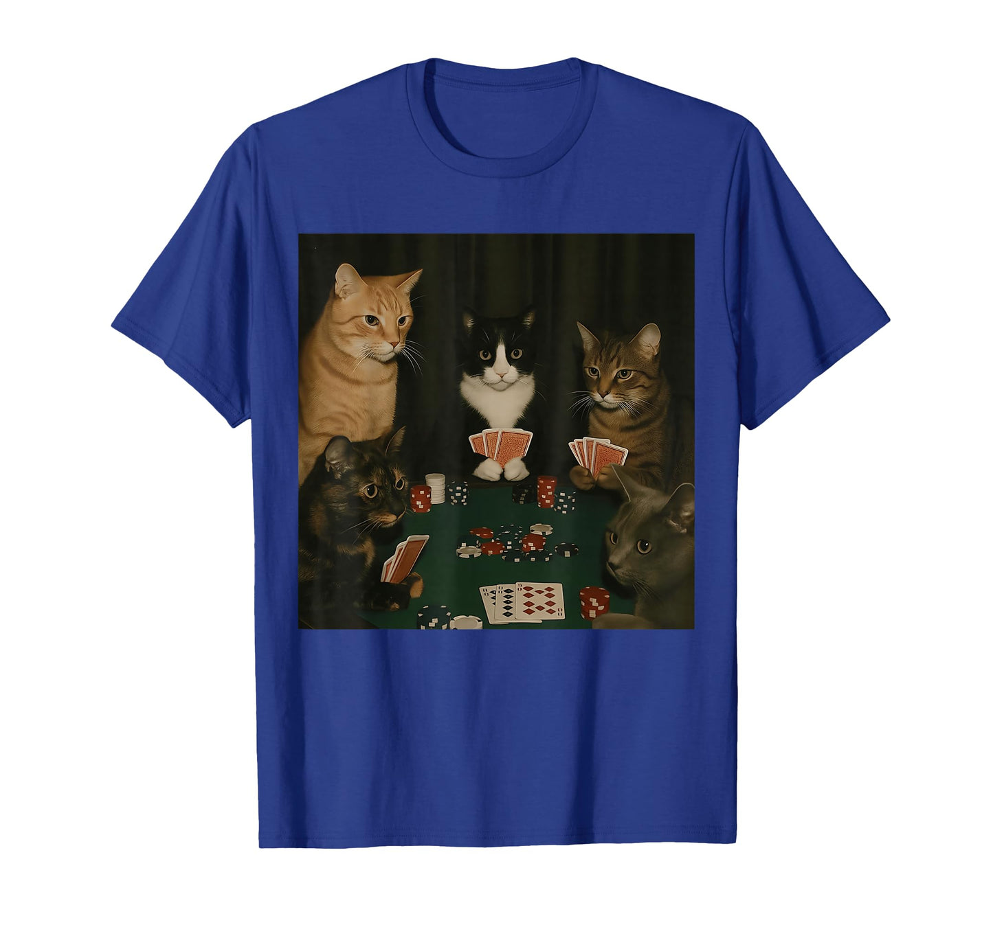 Vintage Cats Playing Poker Cat Playing Card Gambling Meme T-Shirt