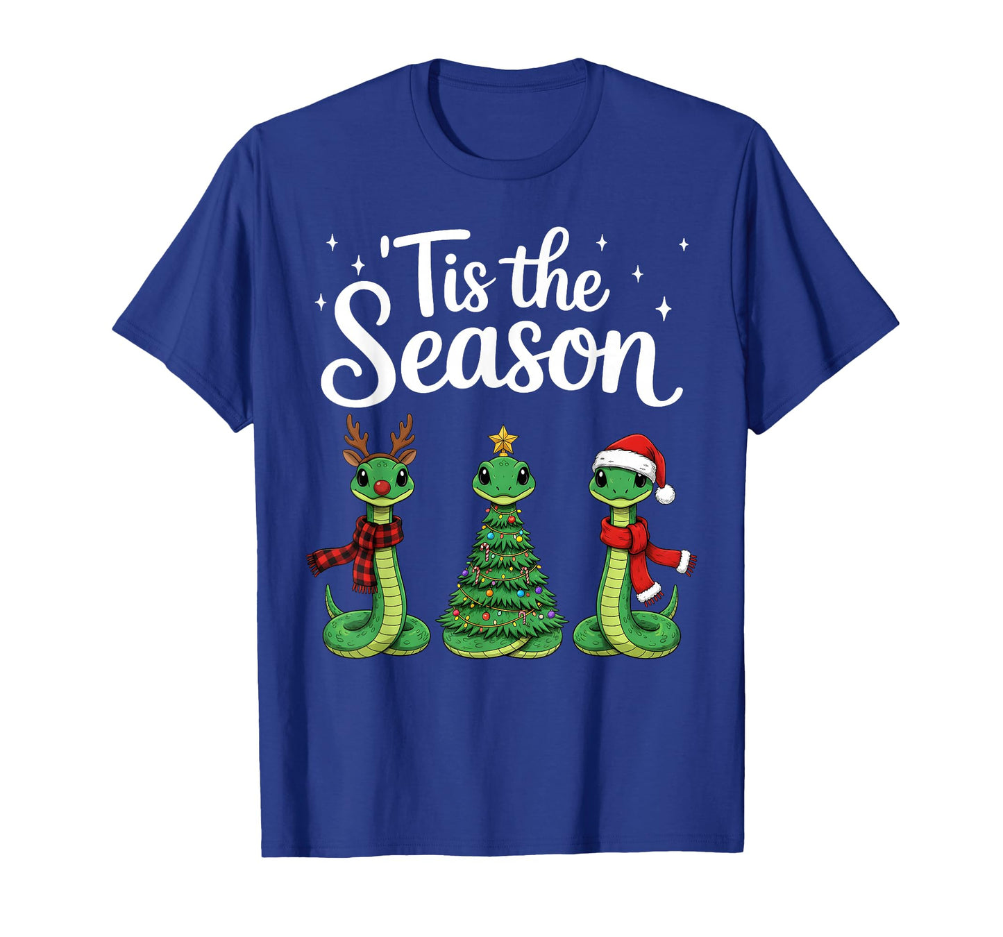 Tis The Season Green Snake Christmas Santa T-Shirt