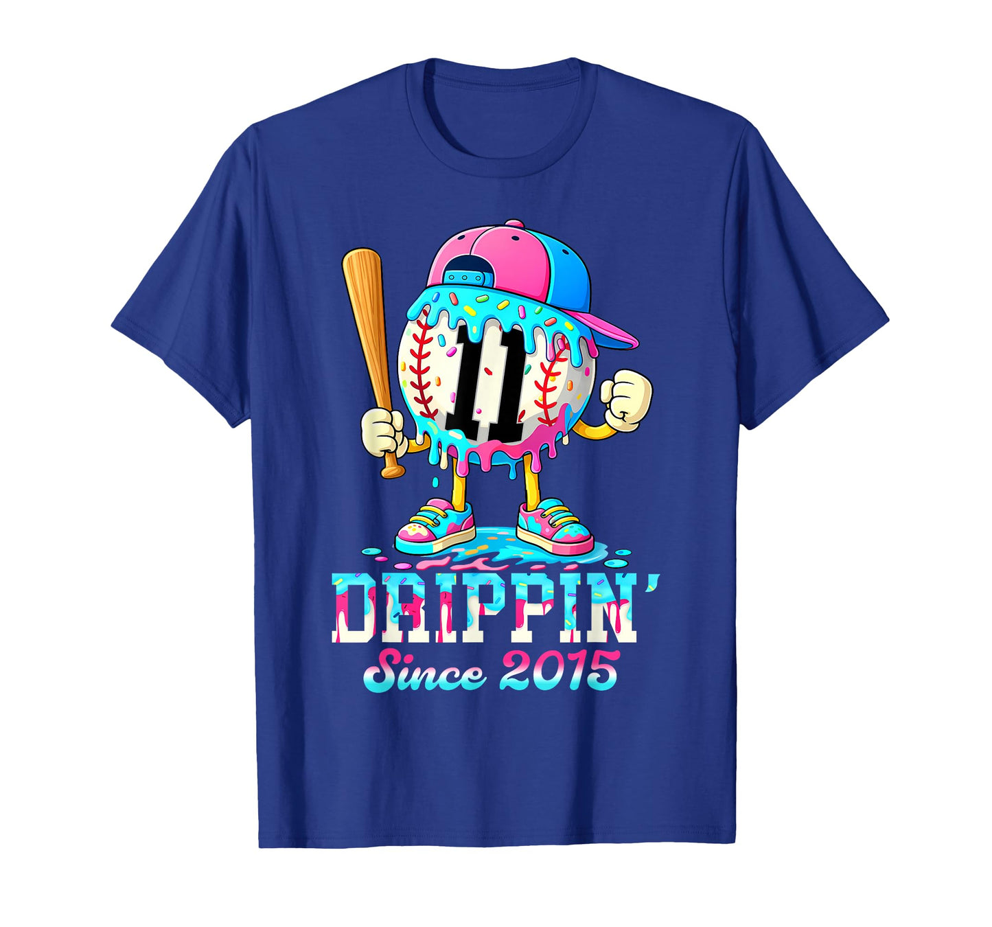 Baseball 11 Years Old Since 2015 Ice Cream 11th Birthday Boy T-Shirt