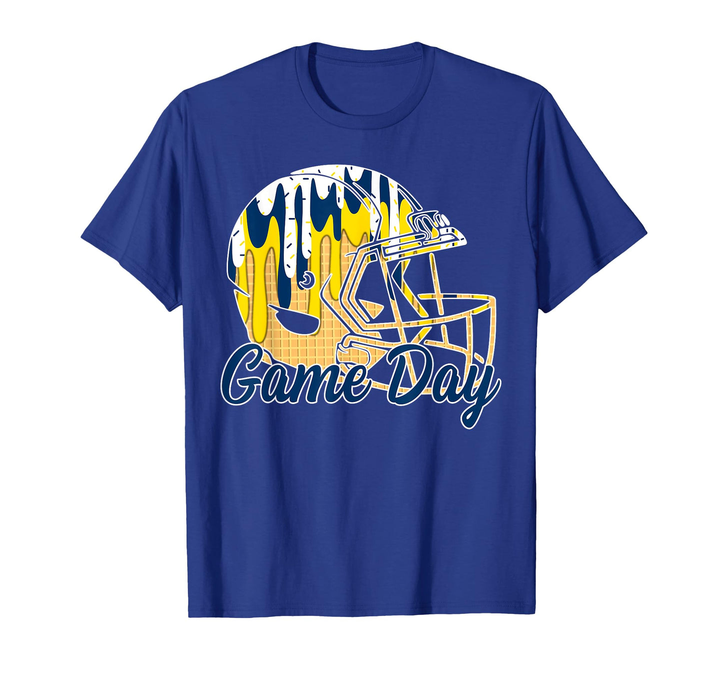 Football Drip Game Day Sport Football Mom Go Cheer Blue Navy T-Shirt