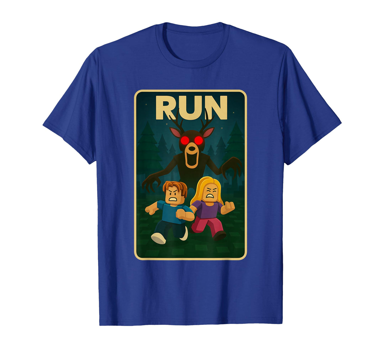Run - 99 Nights Halloween Gamer Deer in The Forest Kids Meme T-Shirt