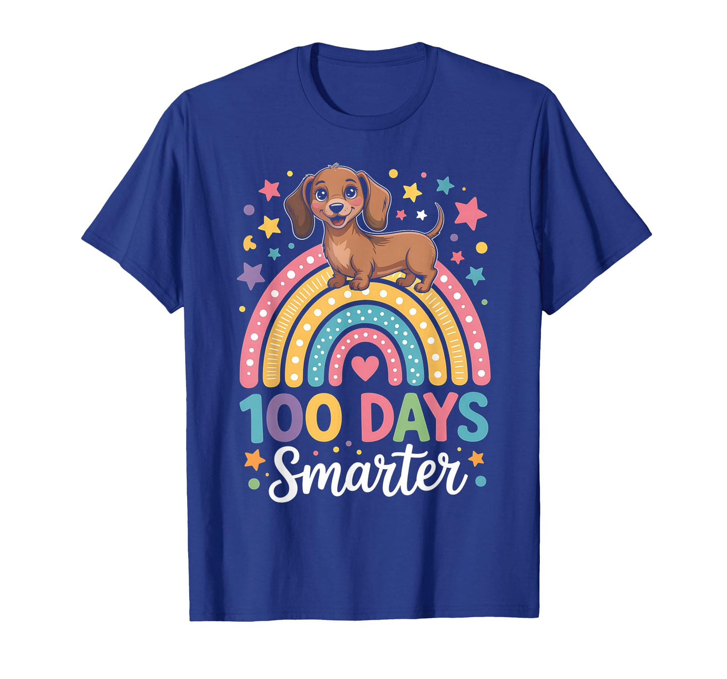 100 Days Smarter Dachshund Dog Rainbow 100th Day of School T-Shirt