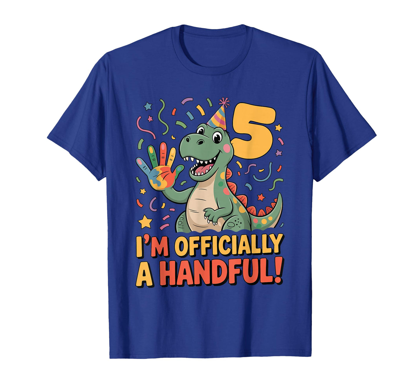 I’m Officially A Handful Funny 5th Birthday Kids Dinosaur T-Shirt