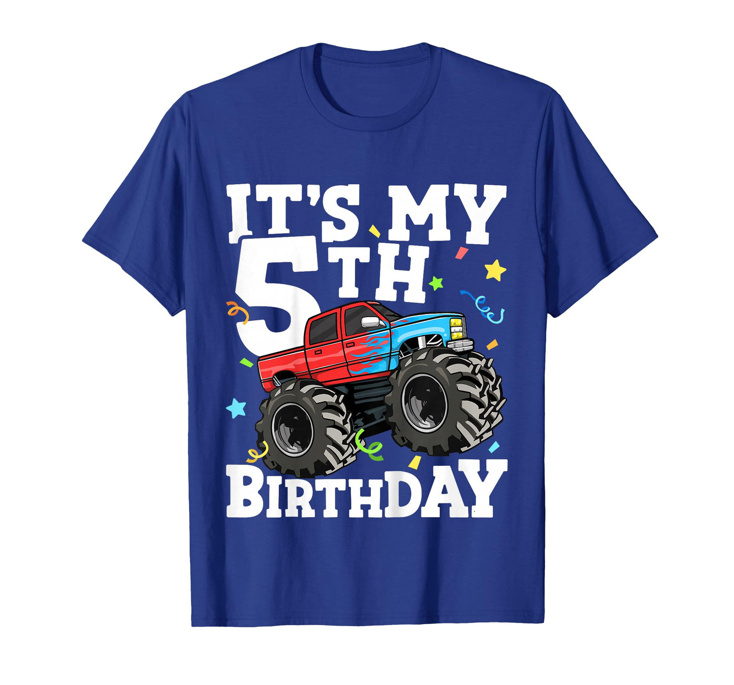 Kids Monster Truck It's My 5th Birthday Boy 5 Five Toddler T-Shirt