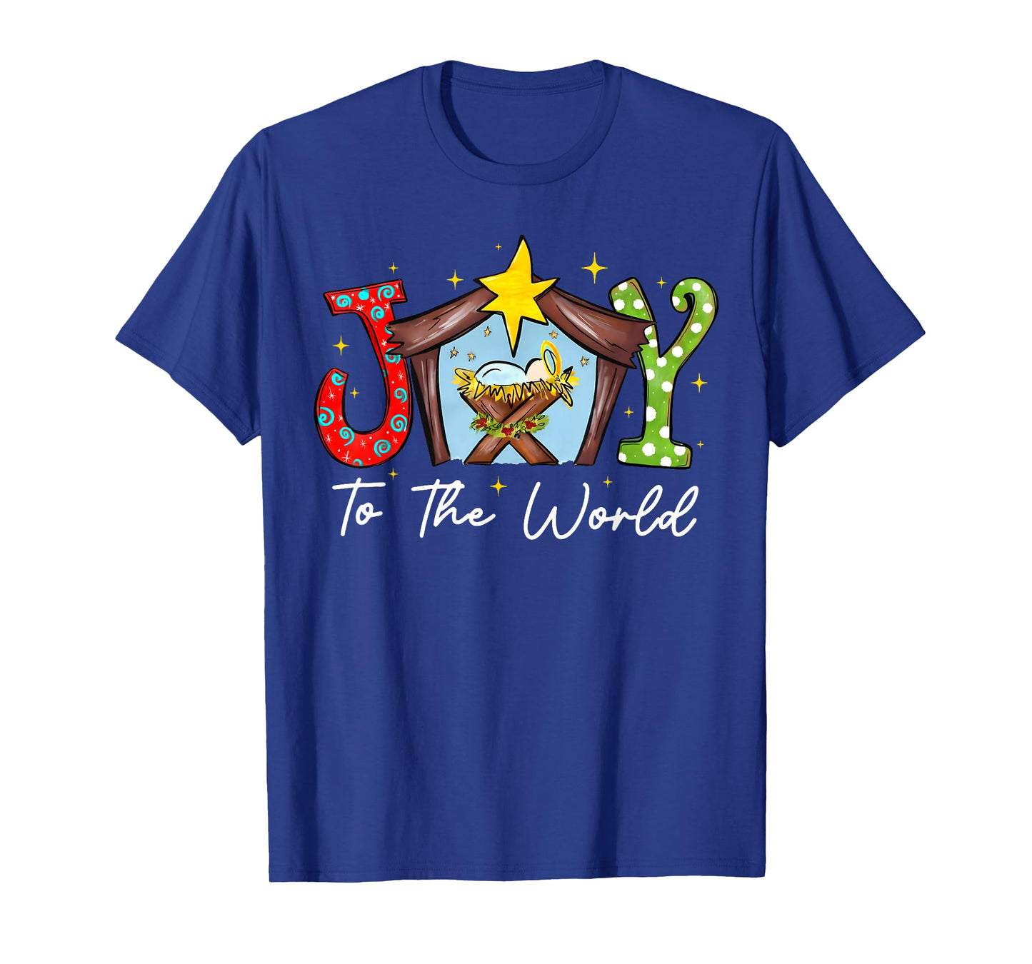 Joy to The World Baby Jesus Christmas Nativity Scene T-Shirt