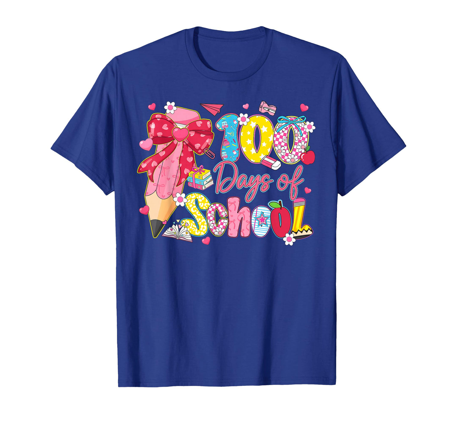 100 Days of School Coquette Bow Pencil Teacher Girl T-Shirt