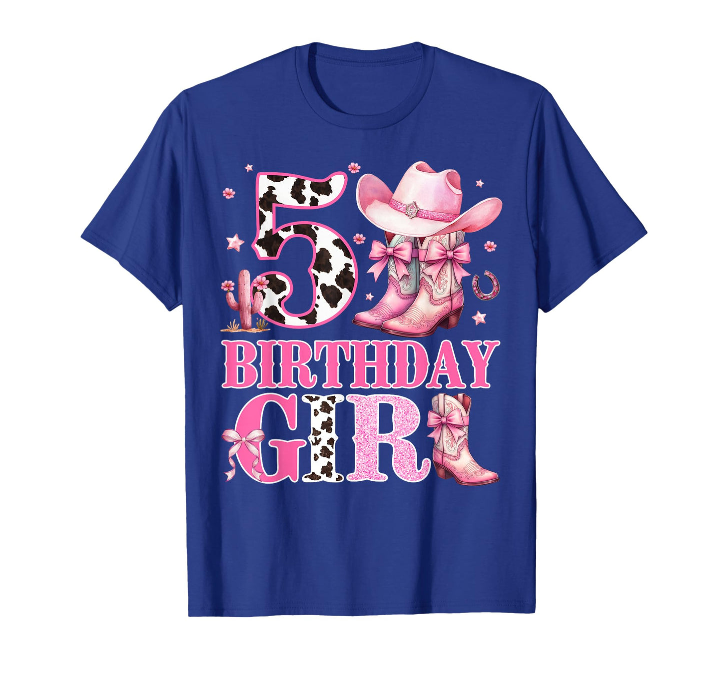 Kids 5th Birthday Girl Rodeo Western Cowgirl Birthday Party T-Shirt