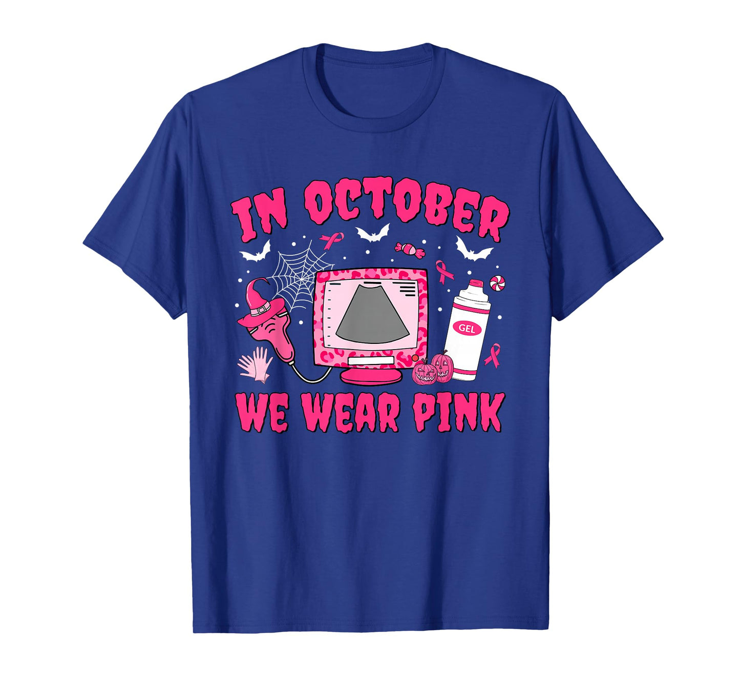 In October We Wear Pink Sonographer Leopard Breast Cancer T-Shirt