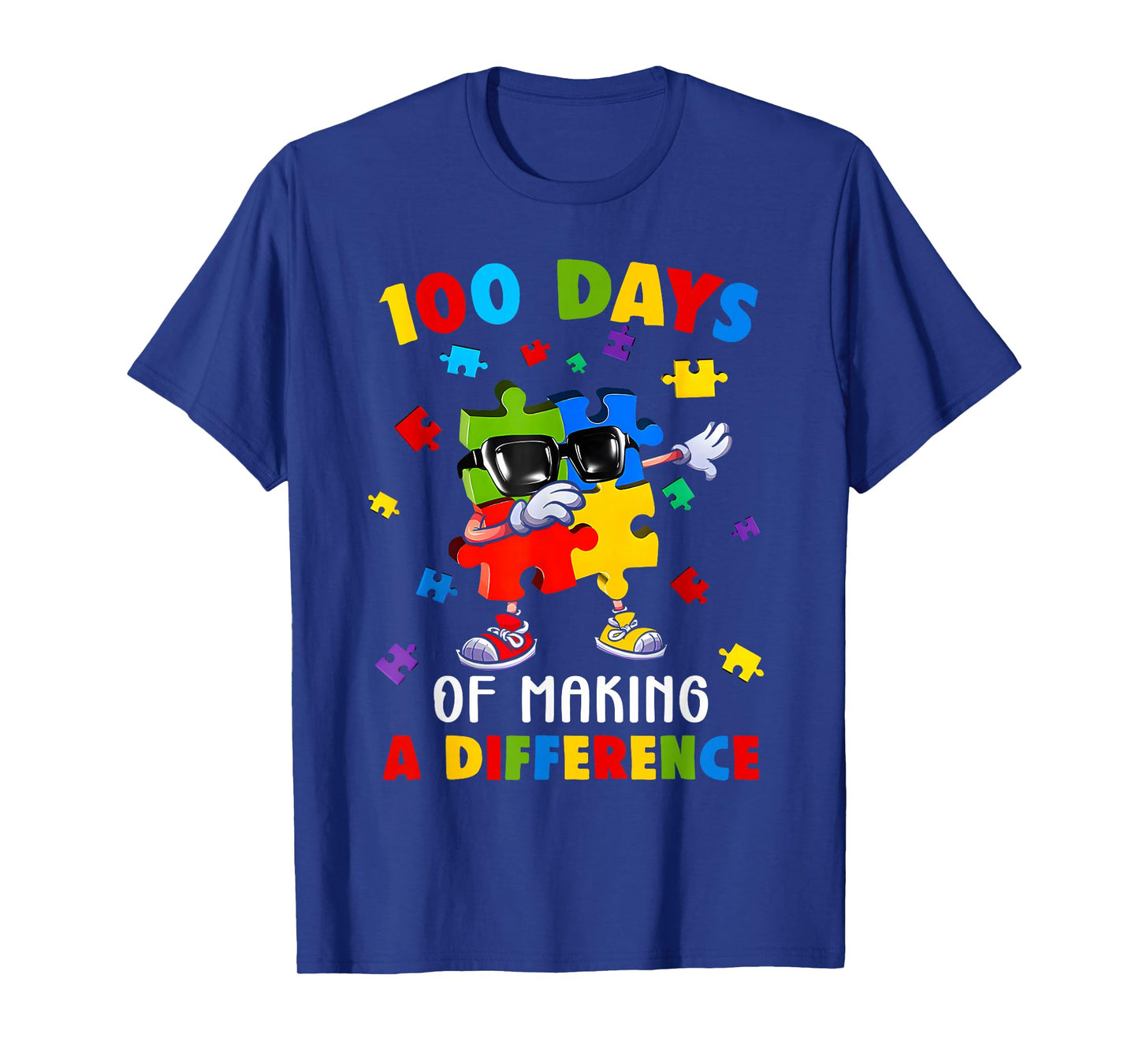 100 Days of Difference Autism Awareness 100th Day of School T-Shirt