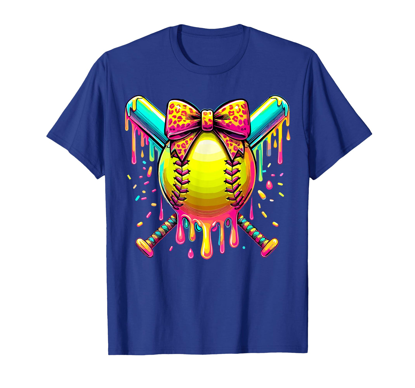 Softball Player Girl Ice Cream Softball Bat Drip T-Shirt
