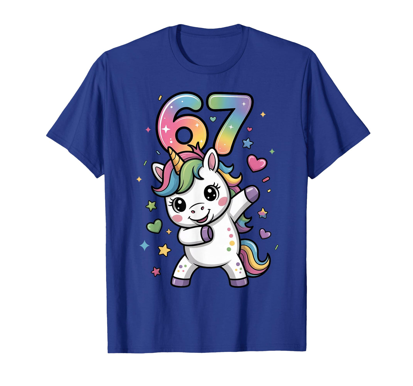 Viral 67 Unicorn Meme Girls 6 7 Six Seven Brainrot 6-7 Funny T-Shirt