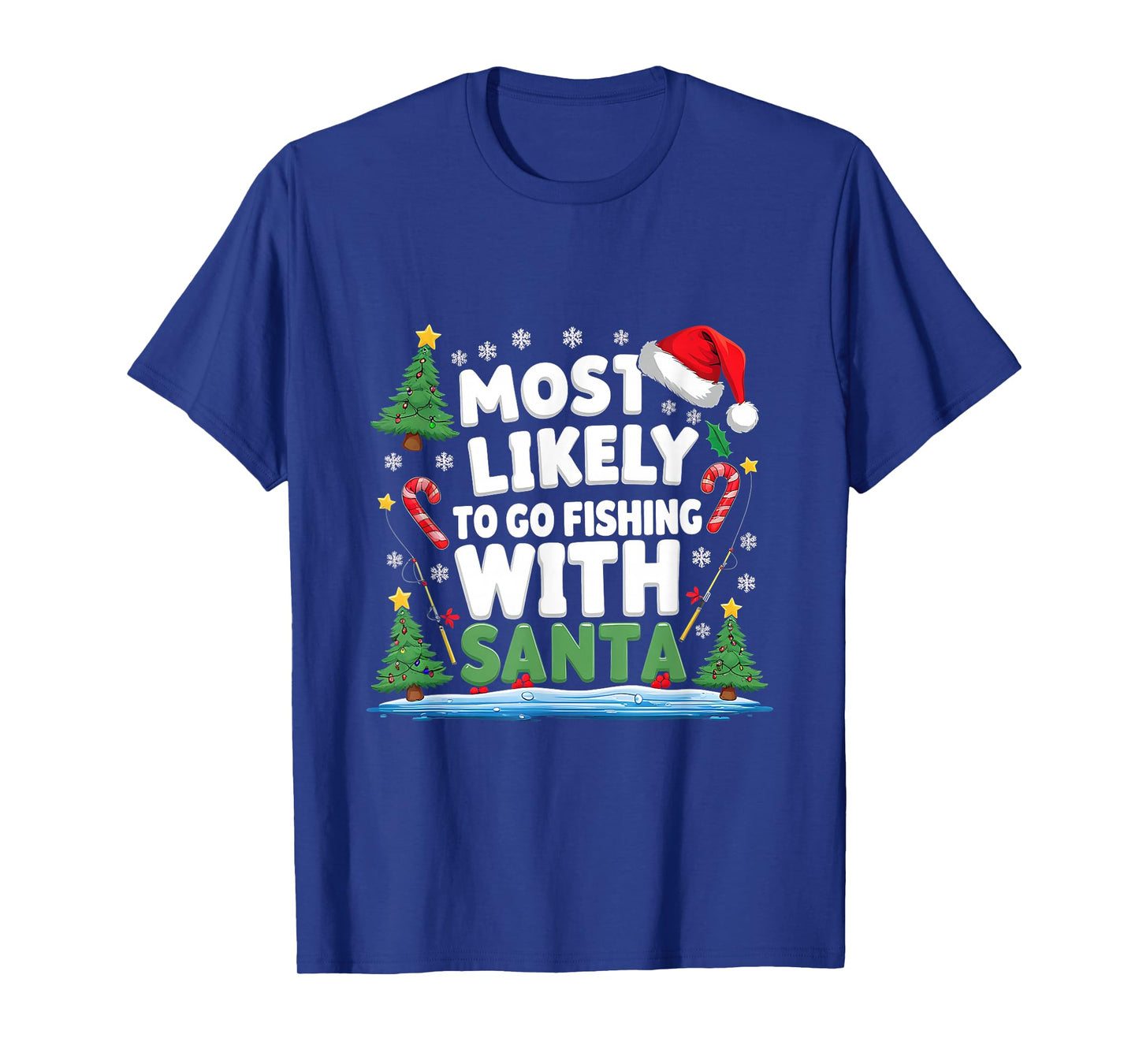 Merry Fishmas Funny Fish Santa Bigfoot Christmas Fishing T-Shirt