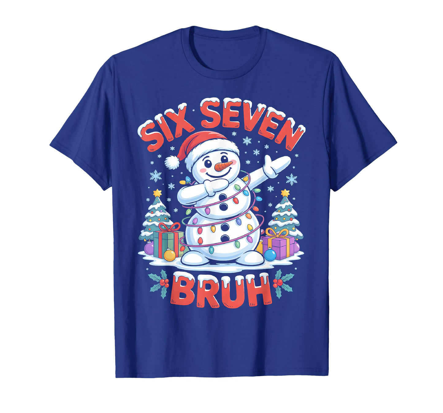 Bruh 67 Six Seven Snowman Dabbing Christmas Shirts Boys Kids T-Shirt