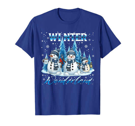 Winter Wonderland Snowman Family Snowflake Cozy Winter Scene T-Shirt