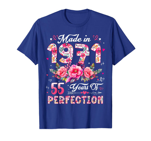 55 Year Old Made in 1971 Floral 55th Birthday Women T-Shirt
