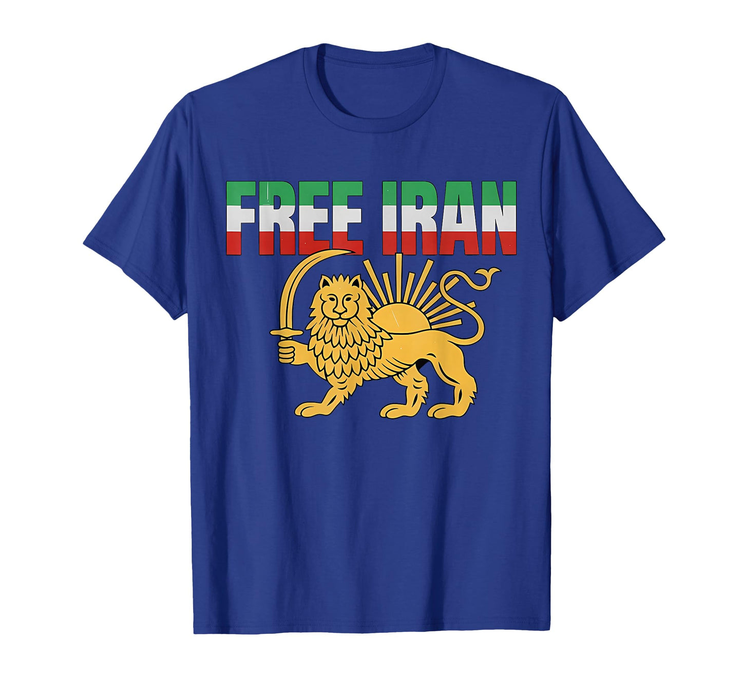 Free Iran T Iranian Flag Lion Men Women Boys Girls T-Shirt