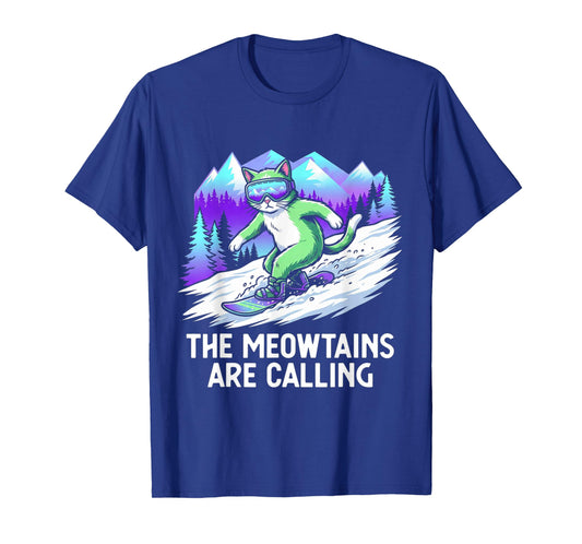 Cat Snowboard for Men Women Kids Ski Lover Mountain Skier T-Shirt