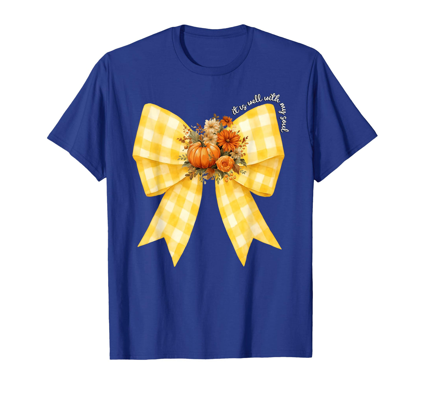 It is Well with My Soul Coquette Bow Pumpkin Fall Floral T-Shirt
