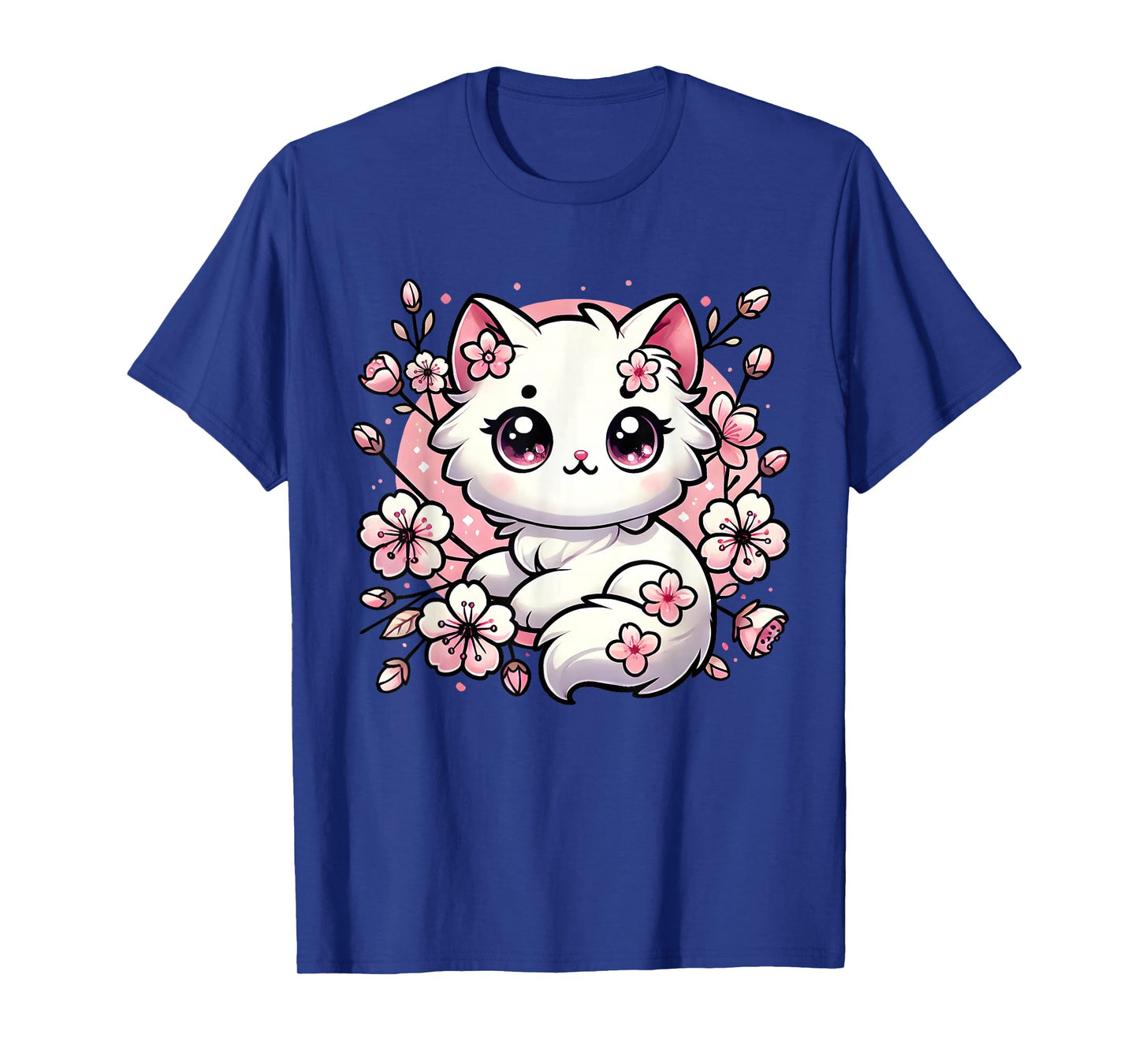Cute Kawaii Cat Cherry Blossoms Kitten Lover Gift Women Girl T-Shirt