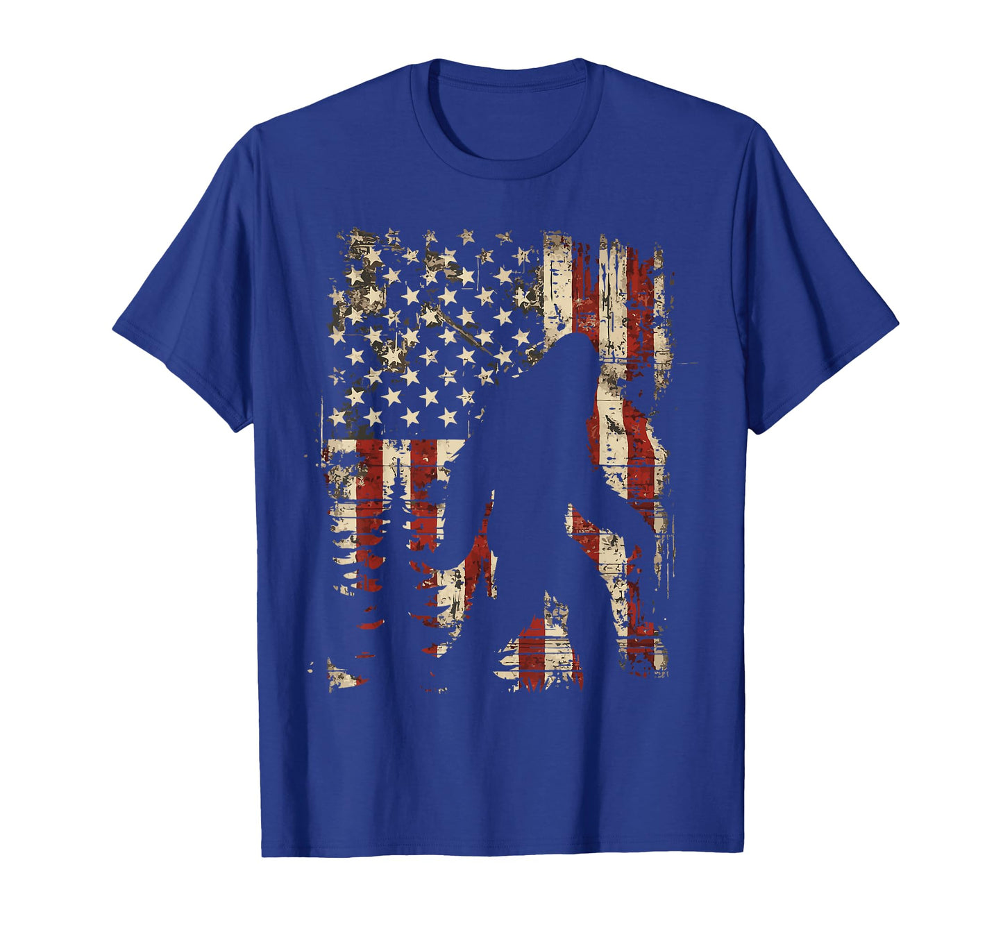 Bigfoot Sasquatch America Flag Patriotic Men Women Kids T-Shirt