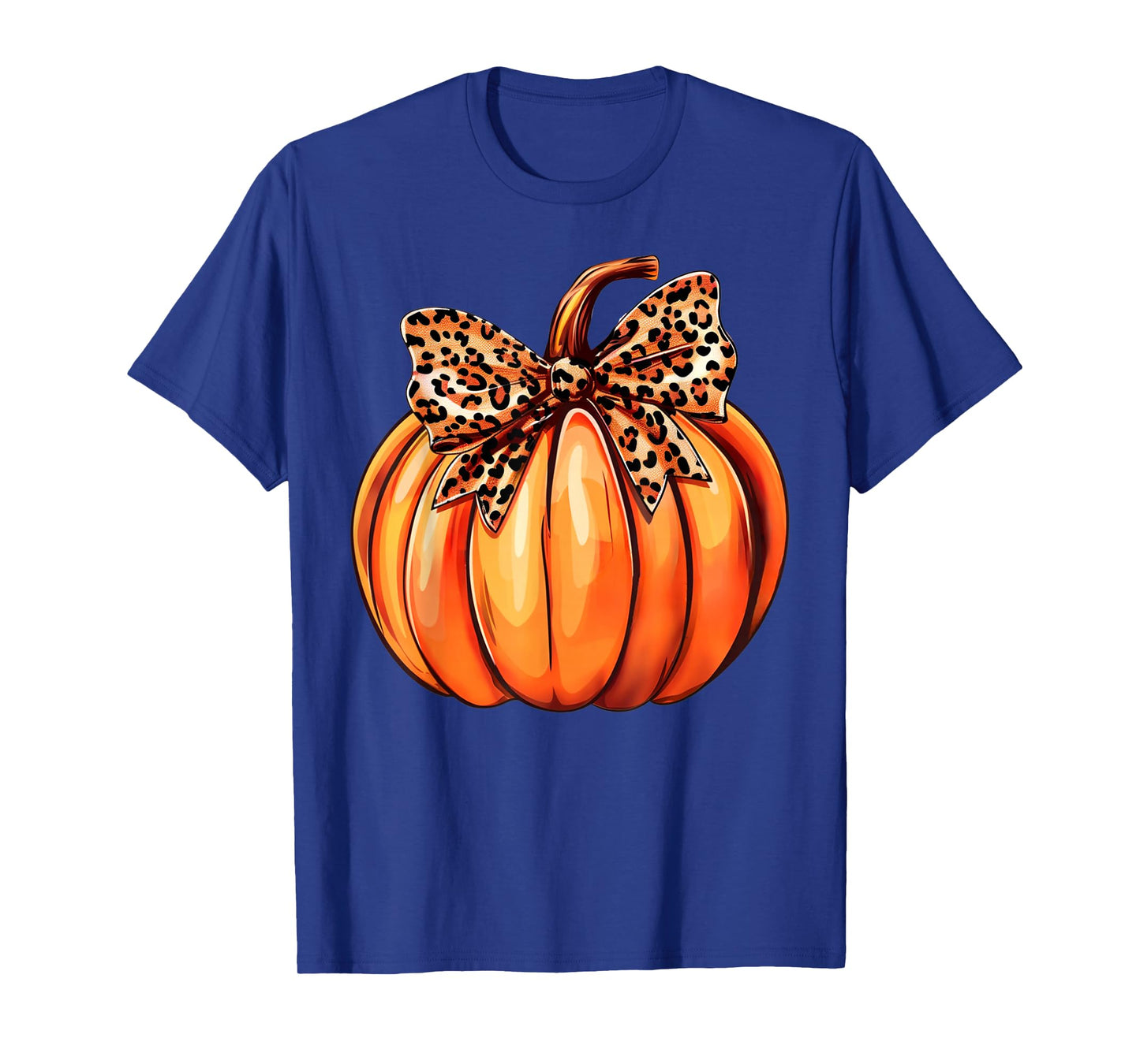 Coquette Bow Leopard Pumpkin Thanksgiving Rustic Fall Women T-Shirt
