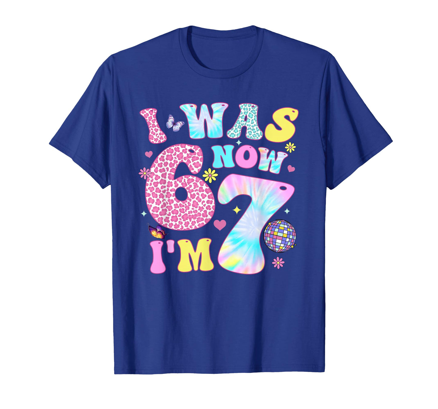 I was 6 Now I'm 7 67 Meme Groovy Retro 7th Birthday Girl Boy T-Shirt