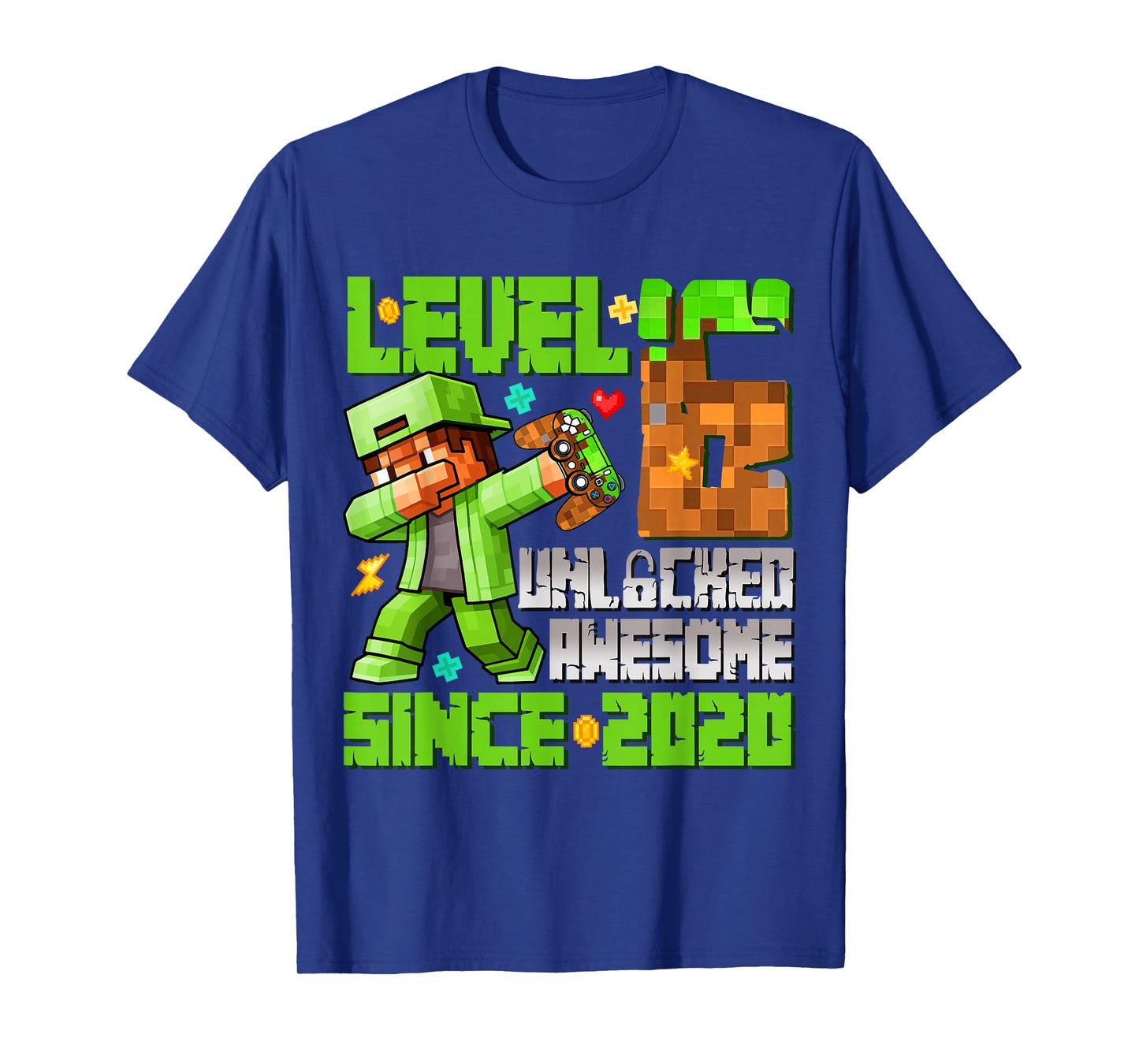 Level 6 Unlocked Awesome Since 2020 6th Birthday Game Boys T-Shirt