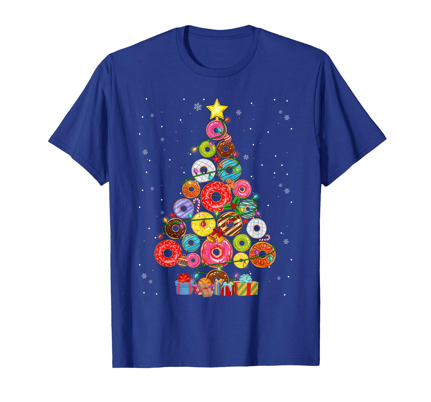 Funny Donuts Christmas Tree Lights Xmas PJS Boys Kids Girls T-Shirt