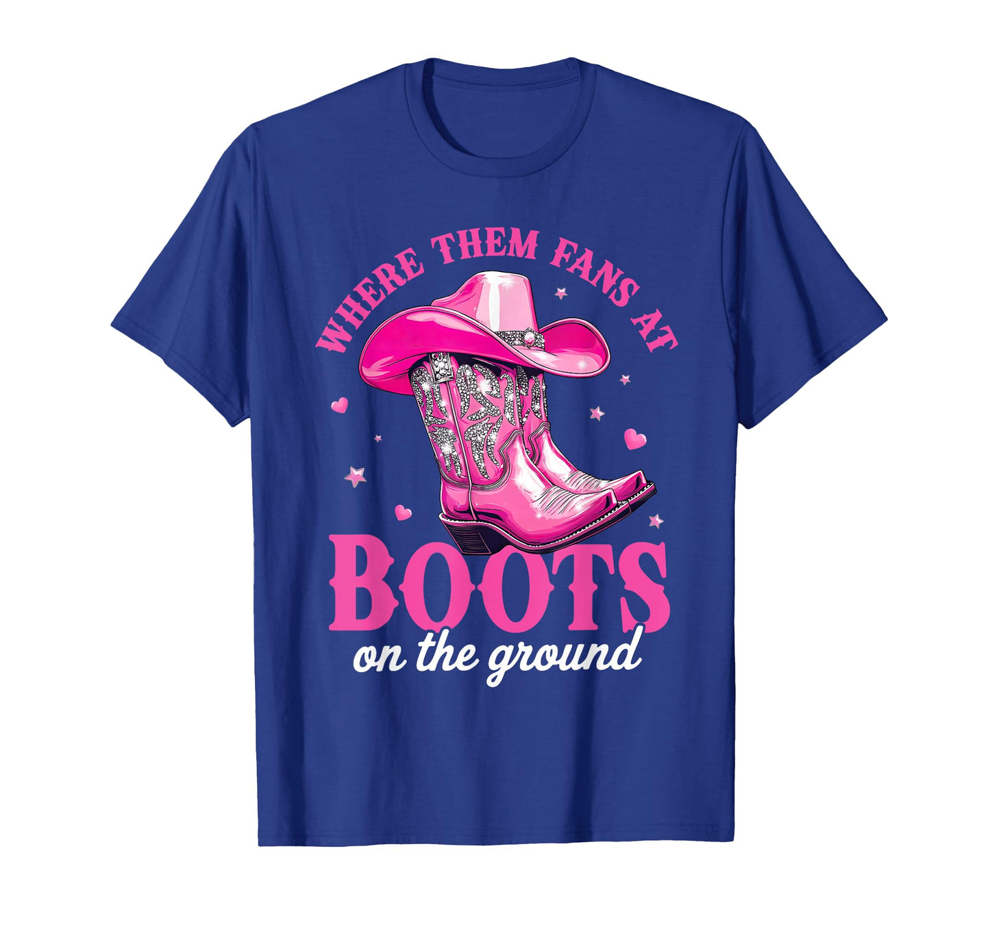 Where Them Fans at Boots On The Ground Black Western Cowgirl T-Shirt