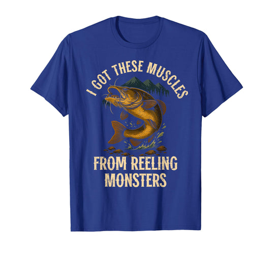 Trophy Flathead Reeling Monsters Funny Catfish cat Fishing T-Shirt