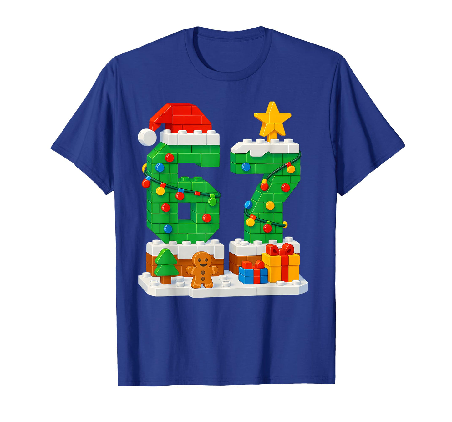 67 Christmas Building Blocks 6 7 Meme Boys Kids Funny Xmas T-Shirt